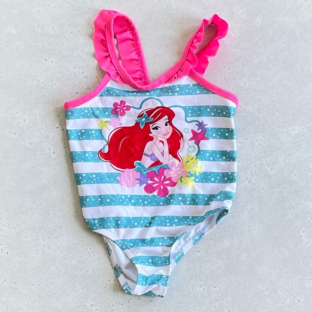 Disney Baby Little Mermaid One Piece Ruffle Bathing Suit 18M - Picture 2 of 6